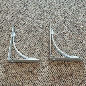 Decorative White Metal Pair of Wall Shelf Brackets. NWT